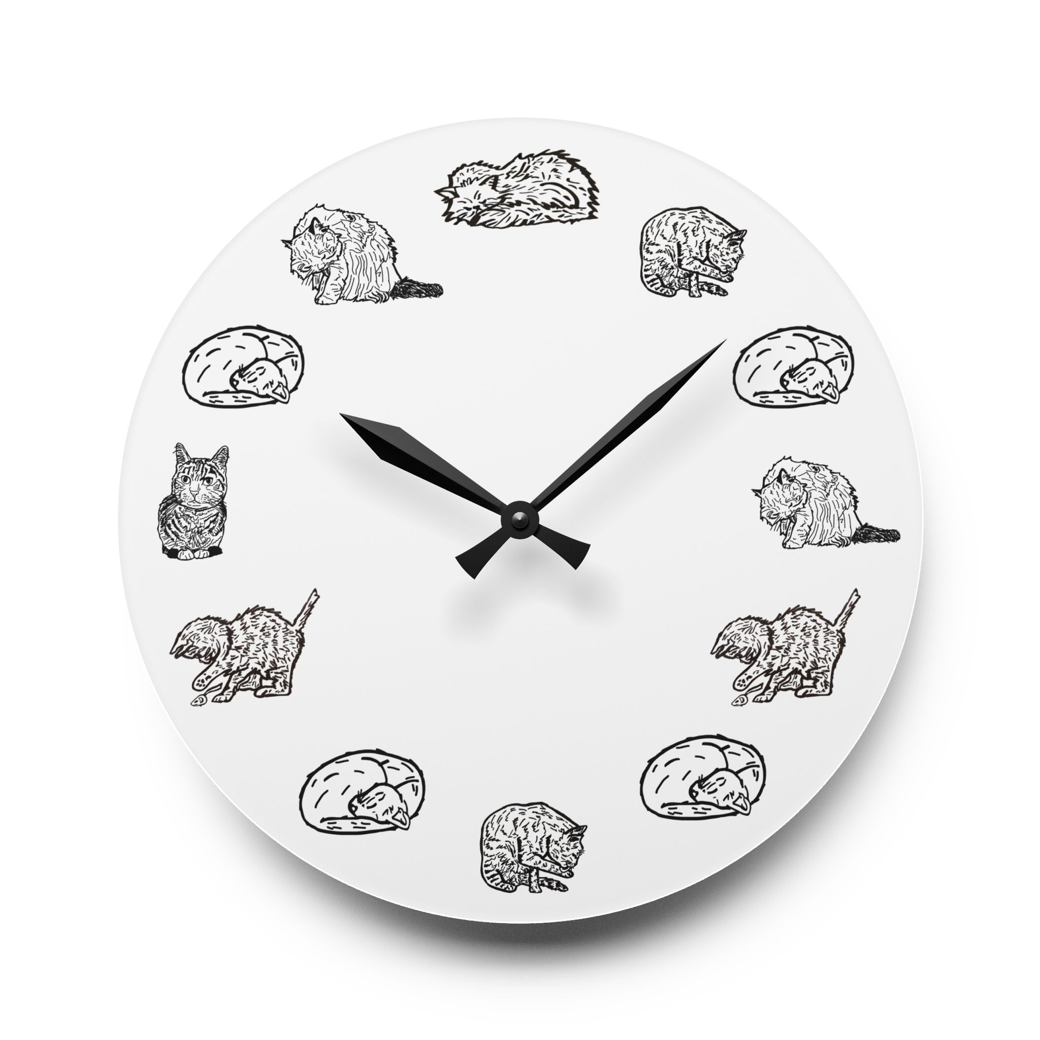 Whimsical Cat Acrylic Wall Clock, Cute Cat Decor, Pet Lover Gift, Unique Home Accessory, Home Decor, Nursery, Kids Clock