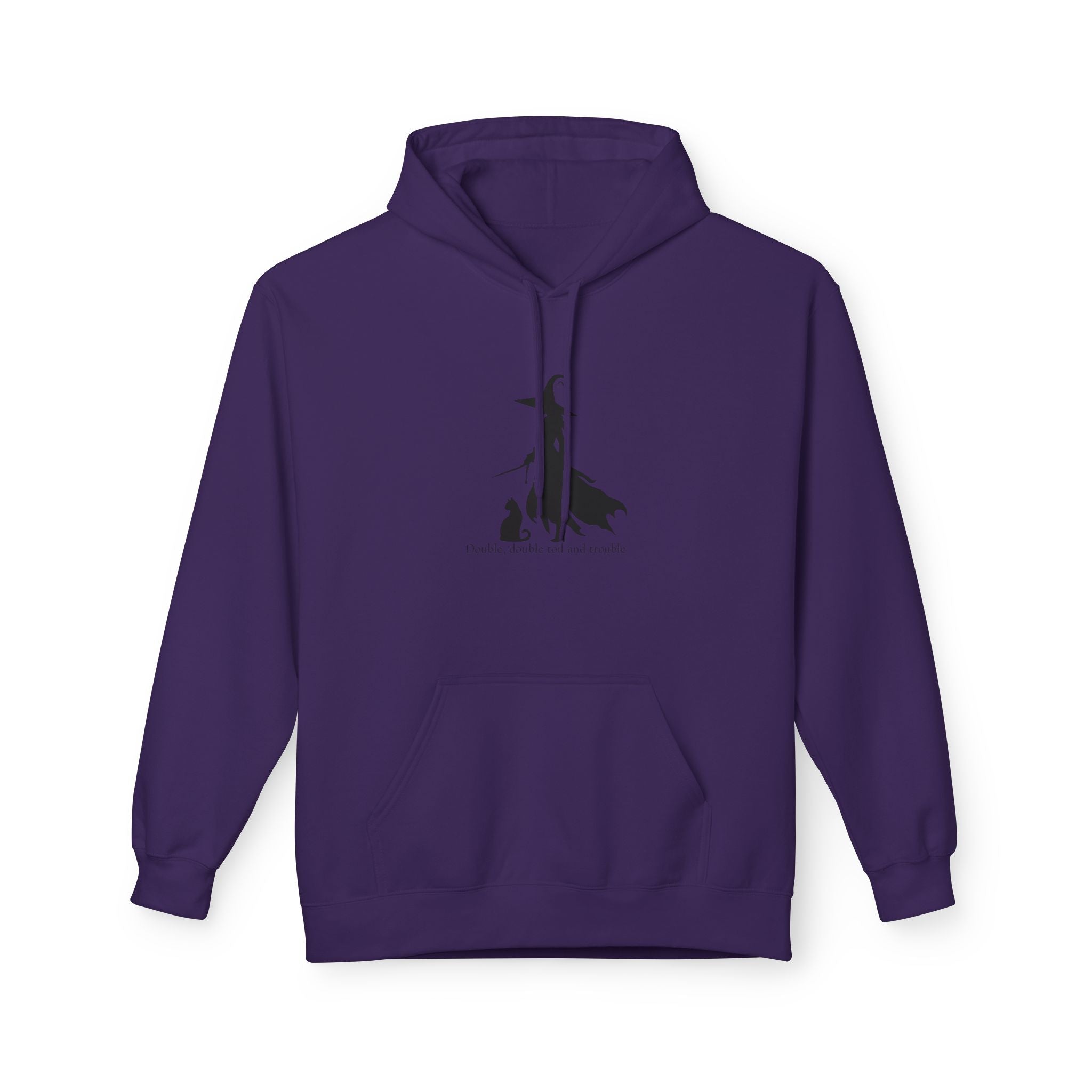 Witchy Cat Fleece Hoodie, Cozy Unisex Sweater, Perfect for Halloween, Casual Wear, Gift for Cat Lovers, Spooky Season Apparel