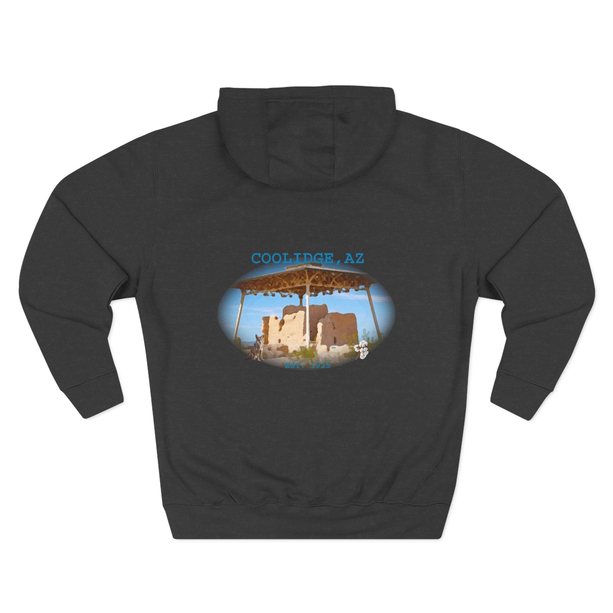 Coolidge AZ Fleece Hoodie: Arizona Star, Casa Grande Ruins