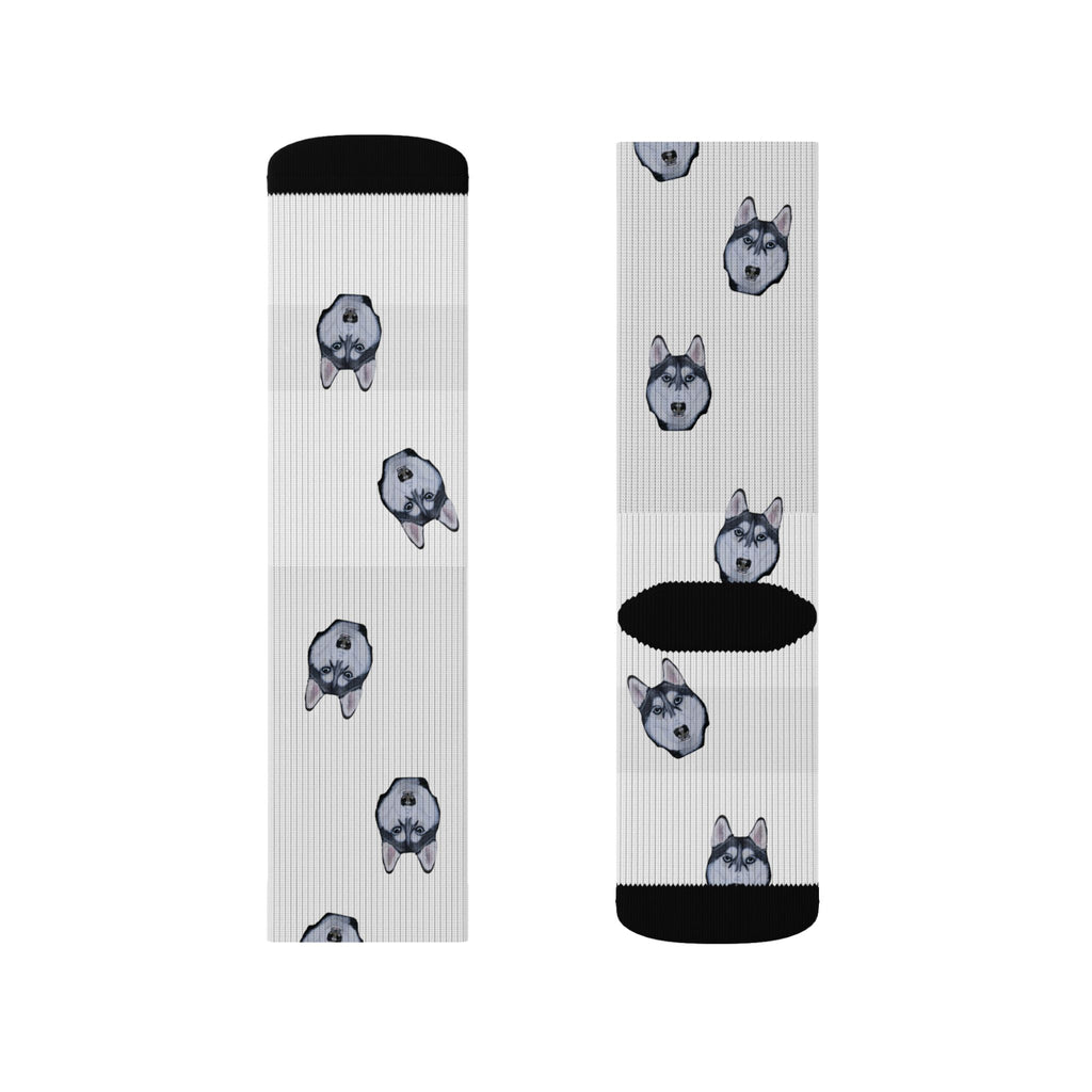 Husky Print Fleece Socks: Novelty Animal Lover Gift