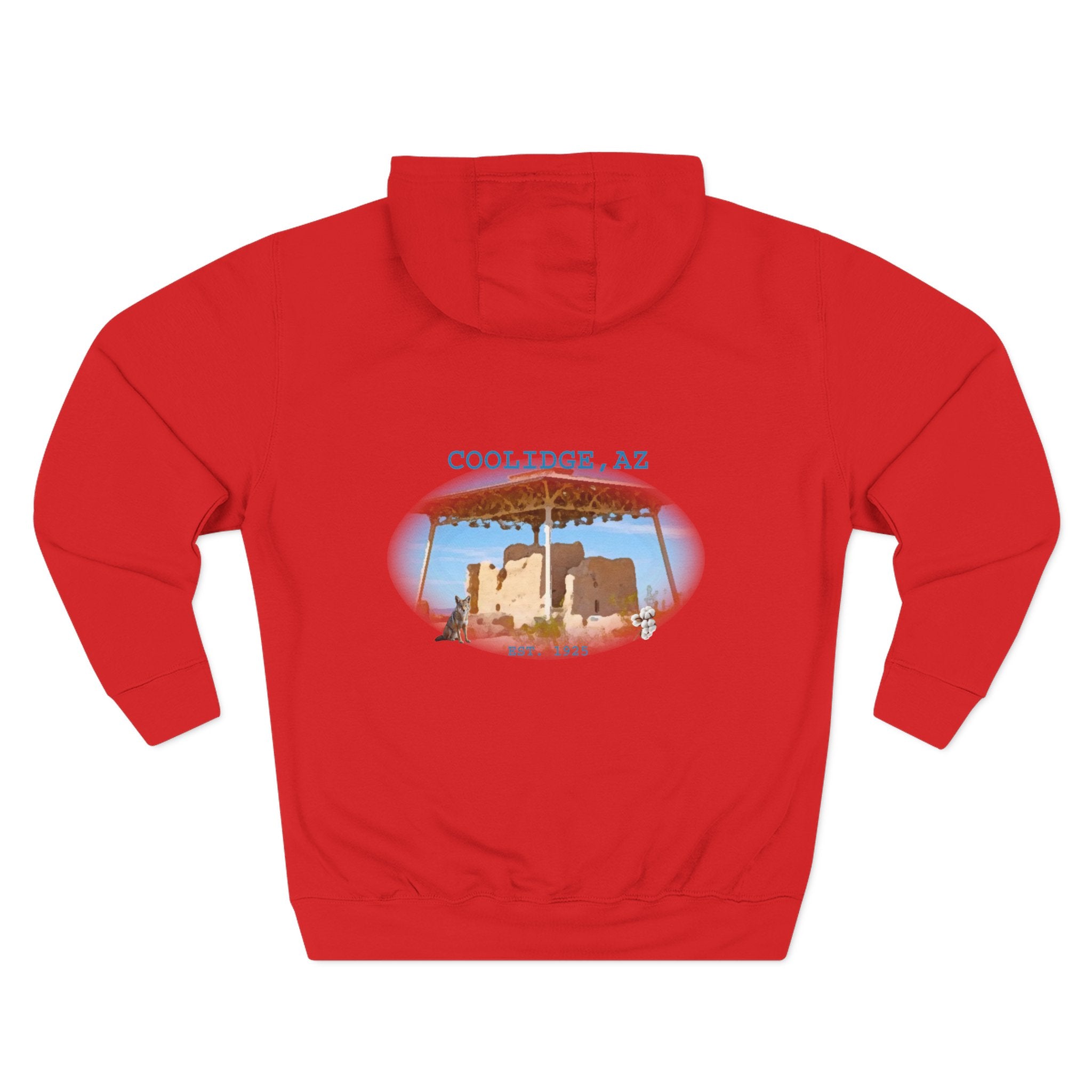 Coolidge AZ Fleece Hoodie: Arizona Star, Casa Grande Ruins