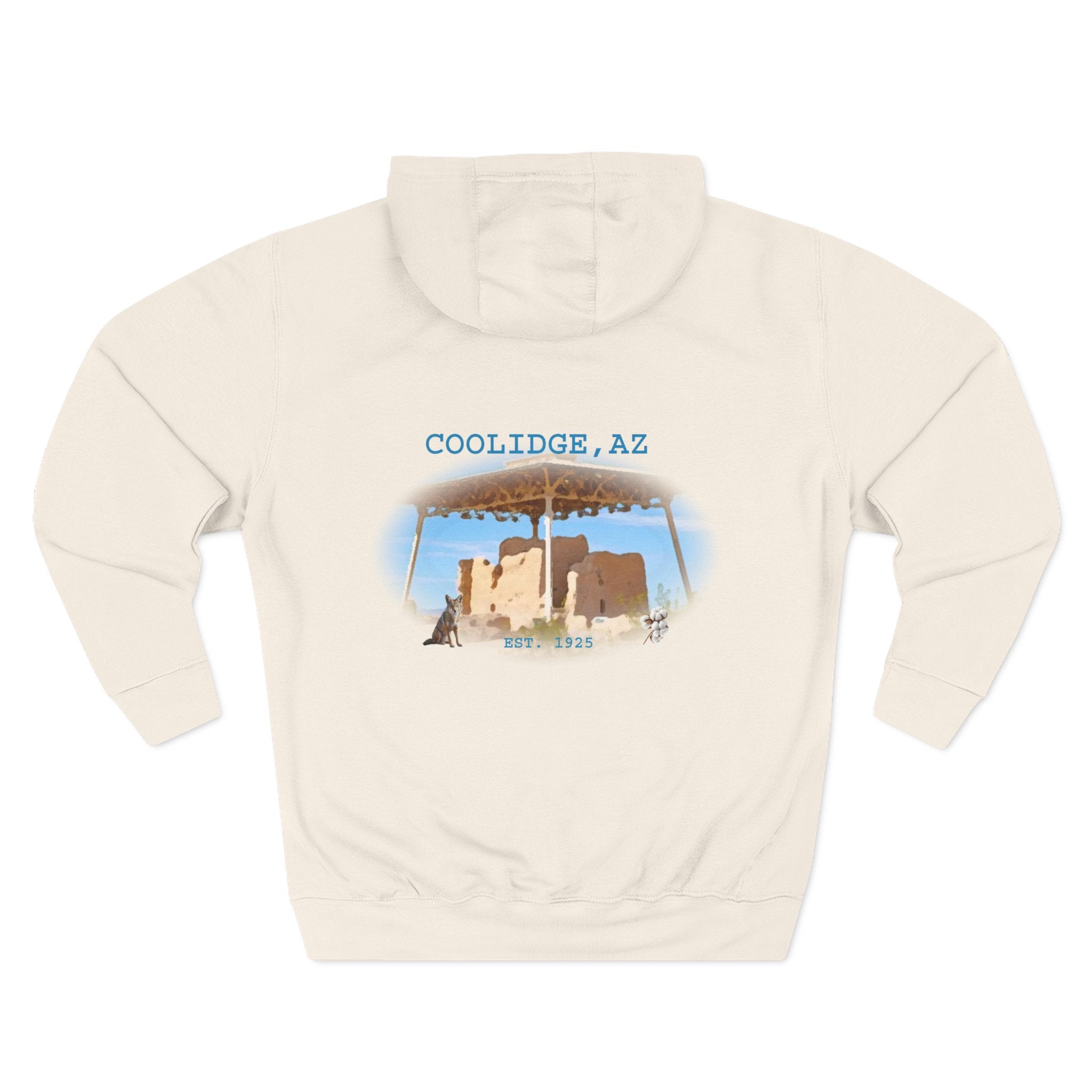 Coolidge AZ Fleece Hoodie: Arizona Star, Casa Grande Ruins