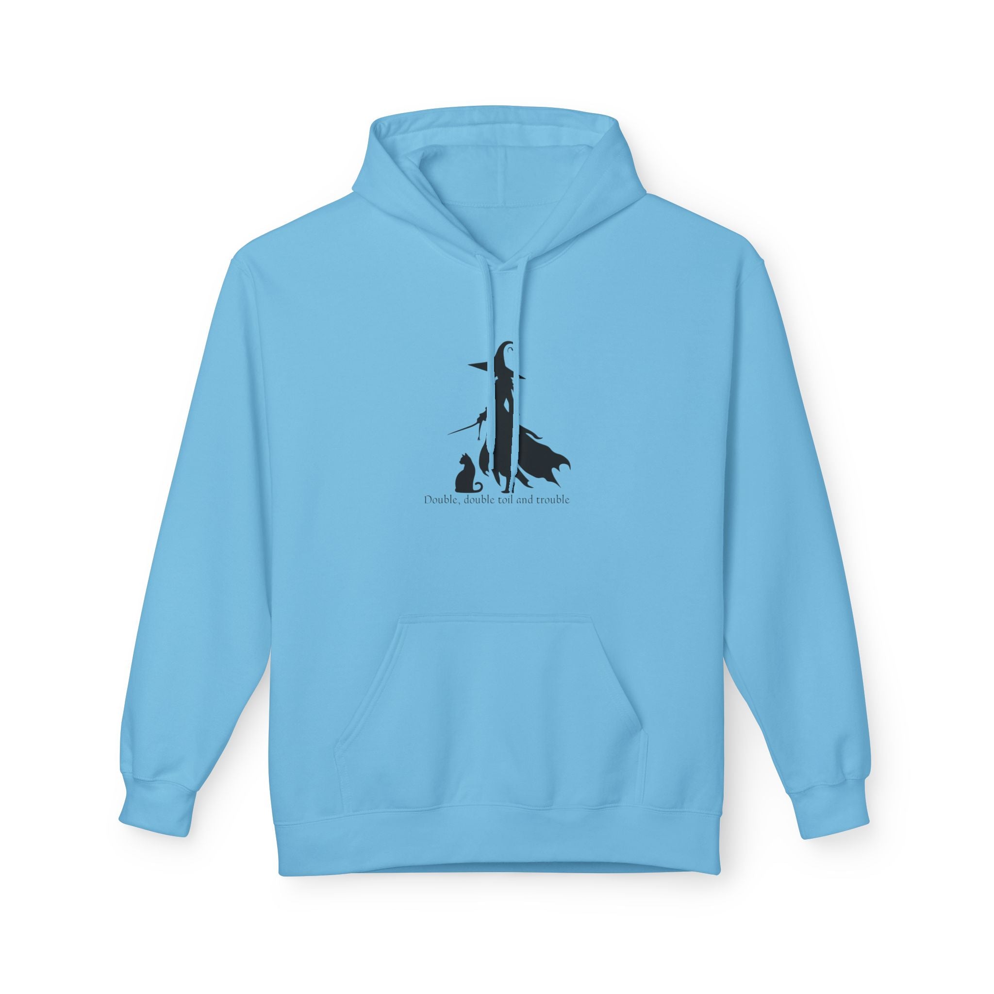Witchy Cat Fleece Hoodie, Cozy Unisex Sweater, Perfect for Halloween, Casual Wear, Gift for Cat Lovers, Spooky Season Apparel