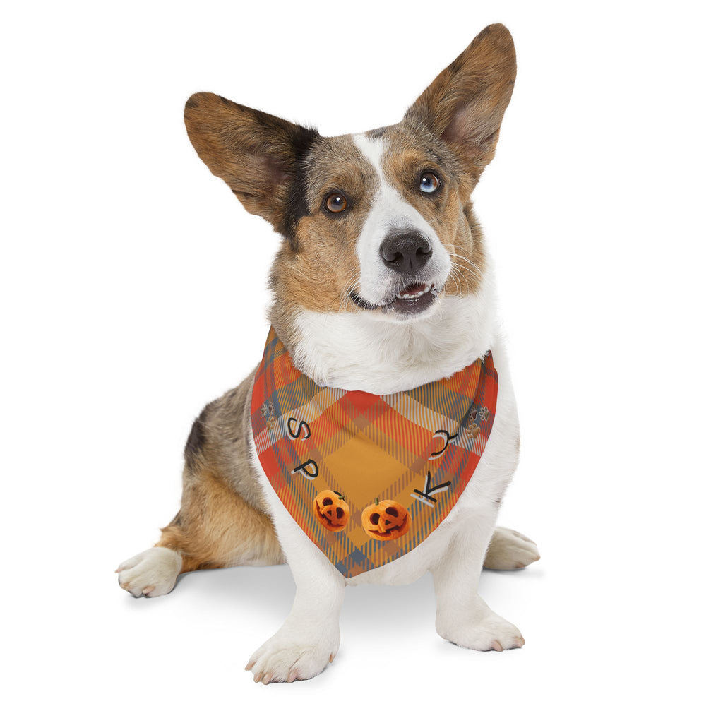 Halloween Pet Bandana Collar: Spooky Plaid Dog Costume Accessory