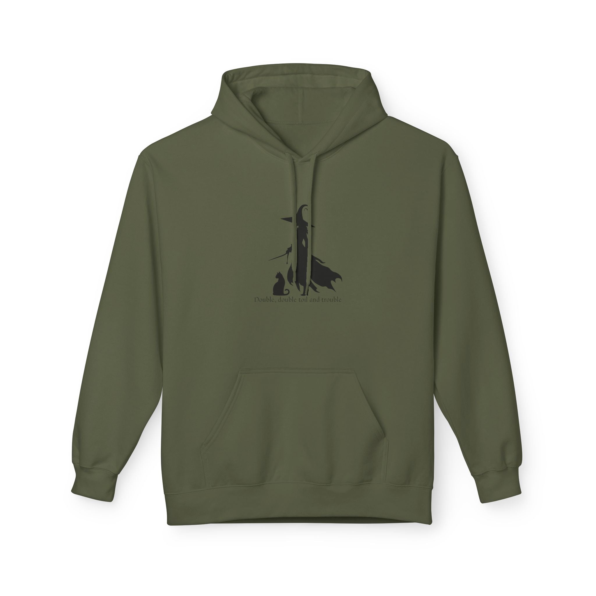 Witchy Cat Fleece Hoodie, Cozy Unisex Sweater, Perfect for Halloween, Casual Wear, Gift for Cat Lovers, Spooky Season Apparel