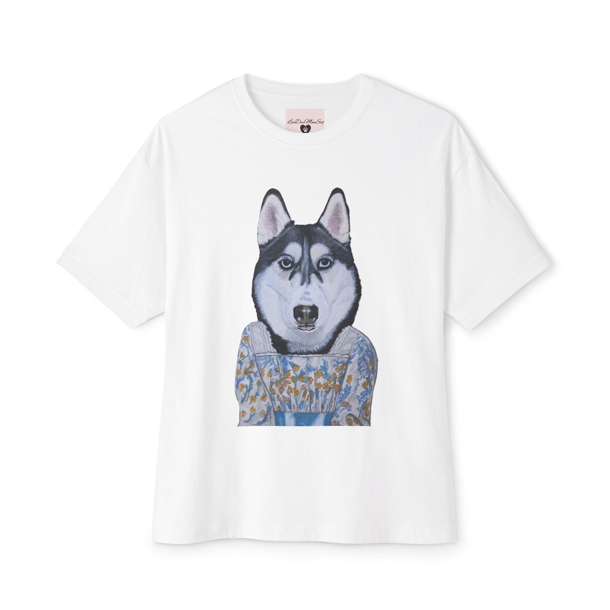 Husky Wearing Jane Austen Style Dress Graphic Tee | Unisex Oversized Tee | Dog Lover Gift | Casual Wear