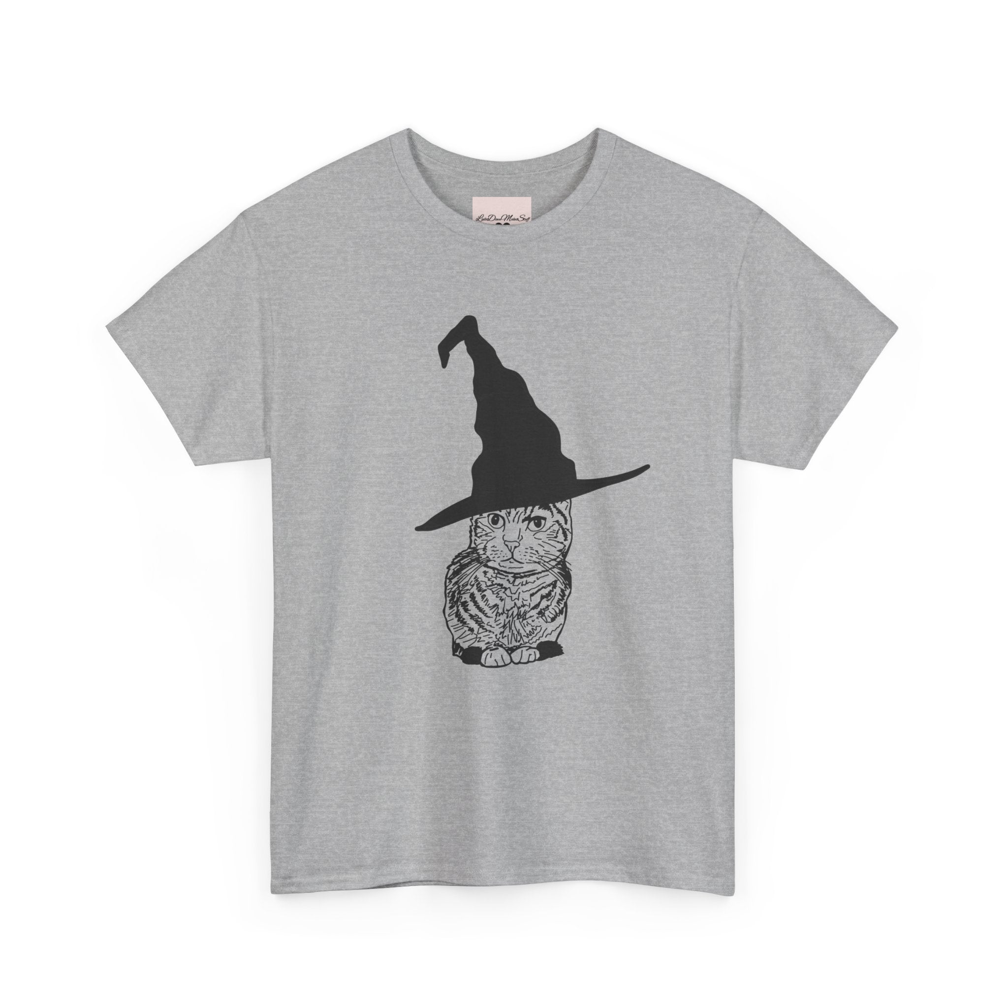 Cat Witch Hat Halloween Unisex Tee, Halloween Costume Shirt, Witch Cat Shirt, Wizard Cat T-Shirt, Cat Lover Gift, Halloween Tee