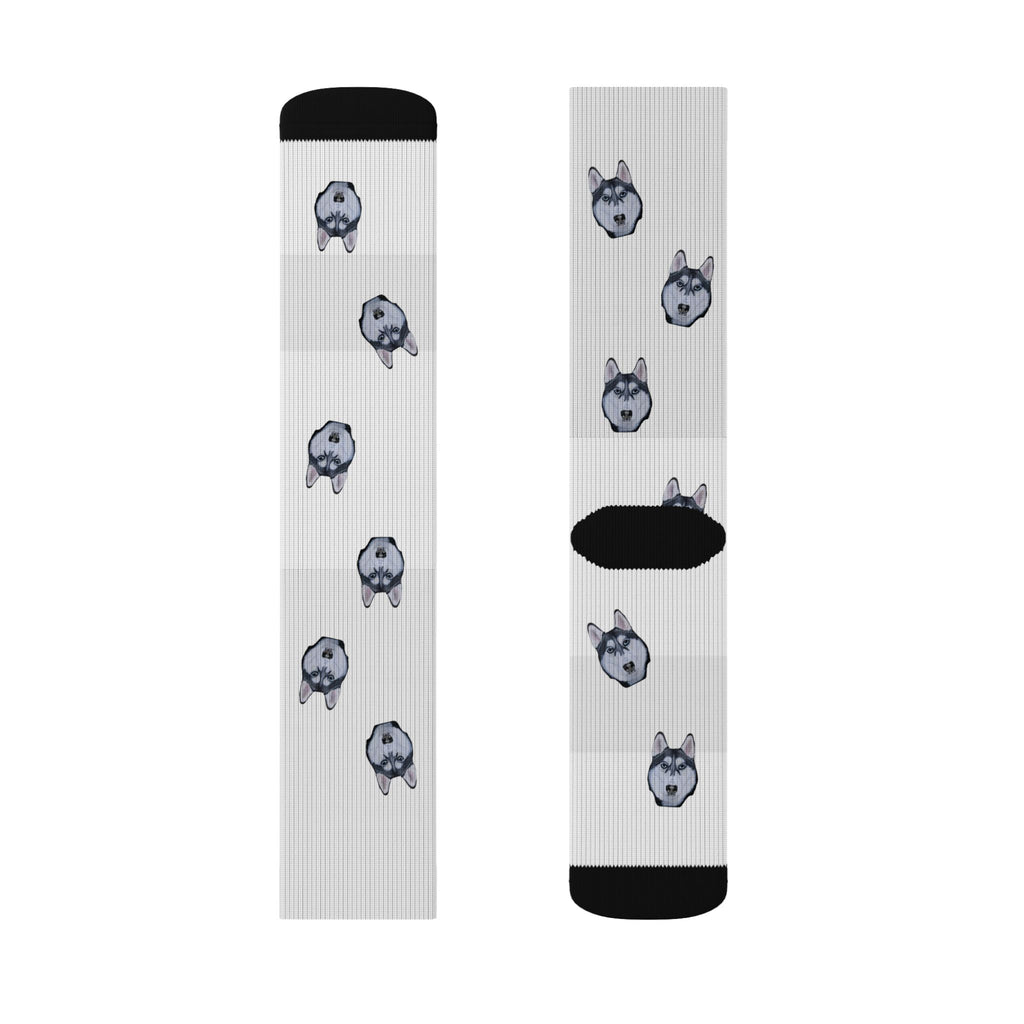 Husky Print Fleece Socks: Novelty Animal Lover Gift