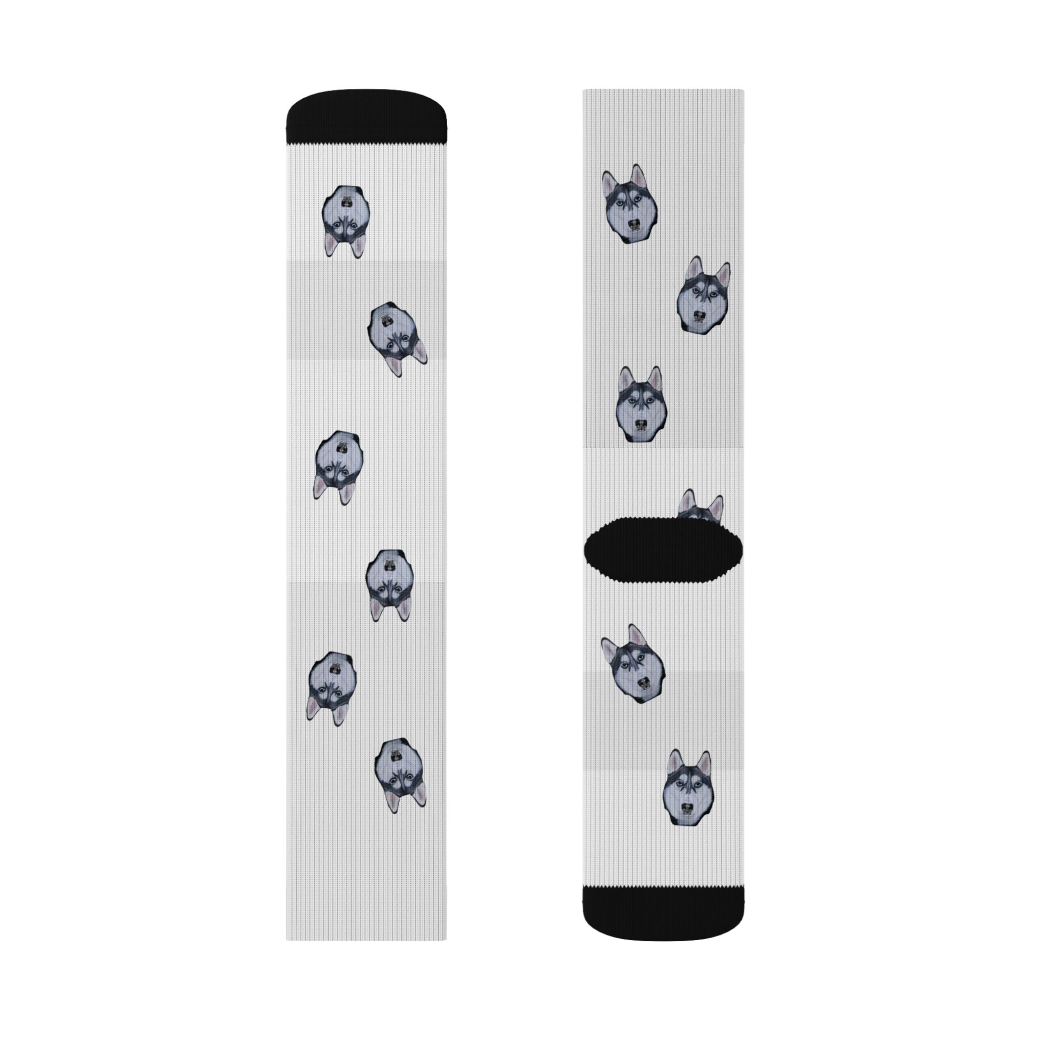 Husky Print Fleece Socks: Novelty Animal Lover Gift