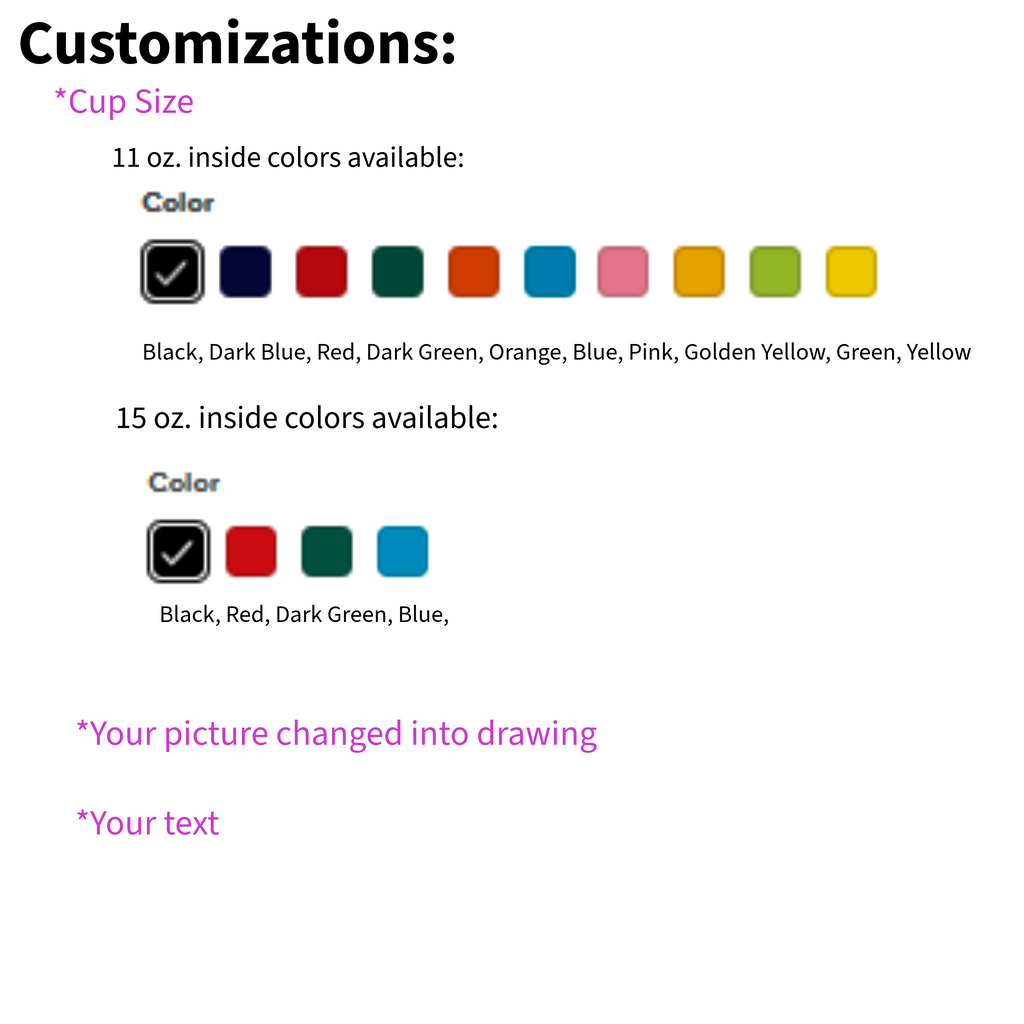 Customizable Pet Pic Mug with Color Inside