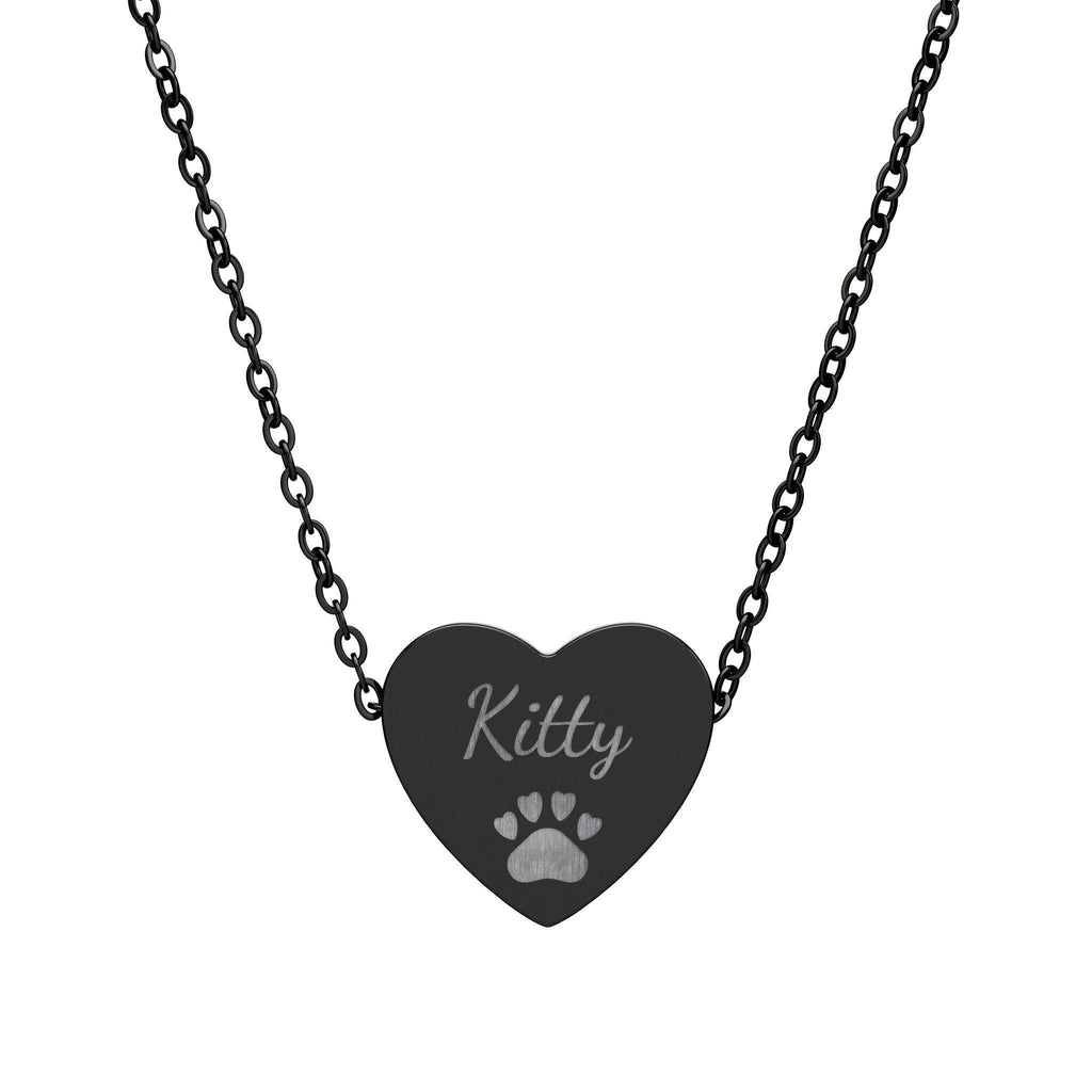 Personalized Heart Necklace (Engraving) with Paw Print